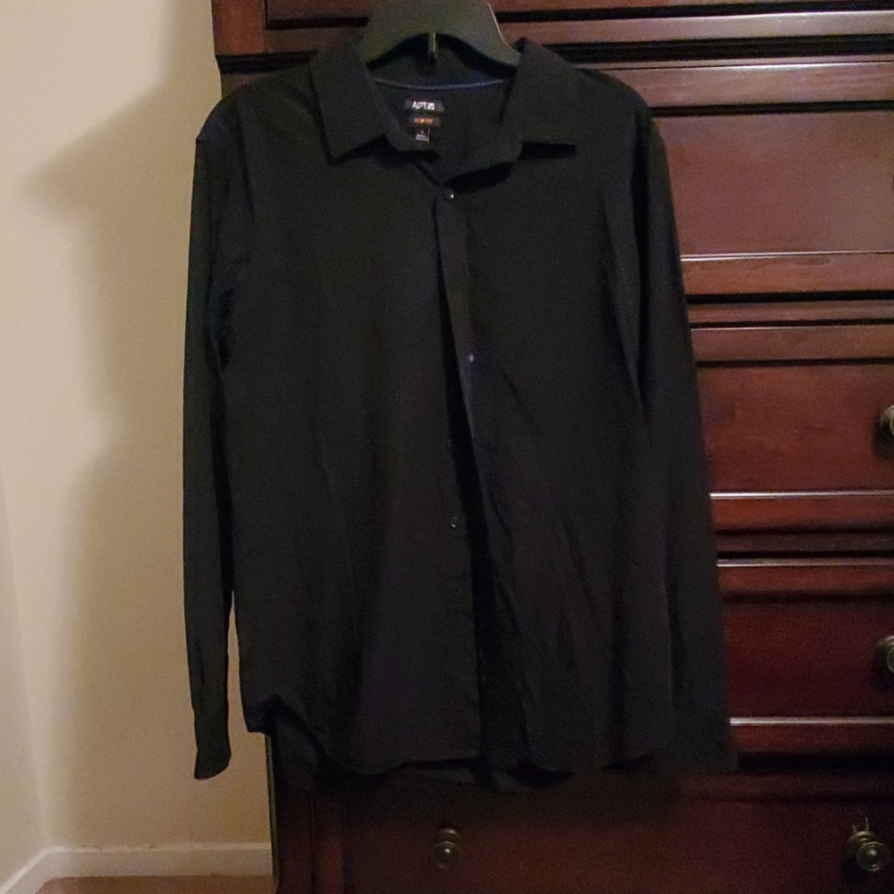 Black long sleeve button up shirt